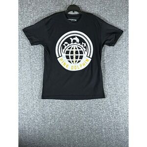 Pink Dolphin Mens Black Graphic T-Shirt Globe Dolphin Logo Streetwear Size L